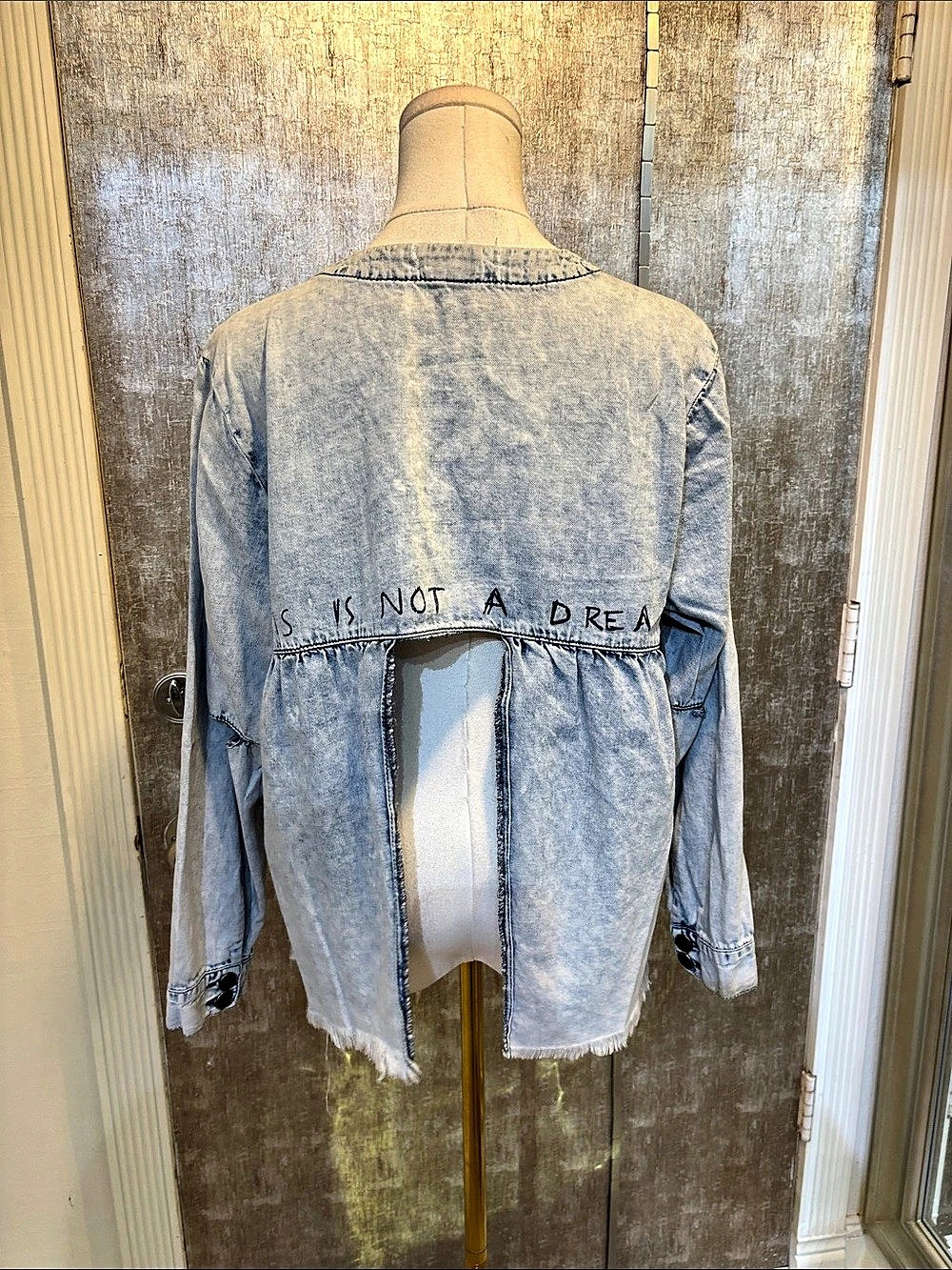 One X One Teaspoon Distressed Denim Jacket in Blue Size Small